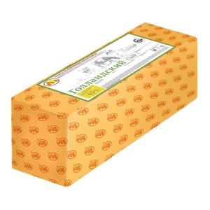 Сыр полутвердый "Голландский", фас. 1/3 брус, пленка с логотипом ЮКМП 6279