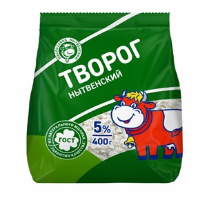 Творог 5 % пакет 0,4 кг 10038