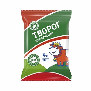 Творог 9 % флоупак 0,2 кг 10121