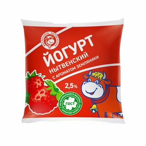 Йогурт земляника 2,5 % пленка 0,4 кг 10304