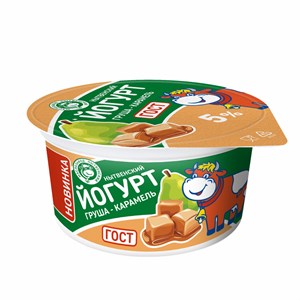 Йогурт с наполнителем груша - карамель 5 % стакан 0,120 кг 11827